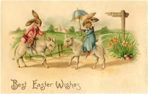 Easter Bunny & Lambs Best Easter Wishes
